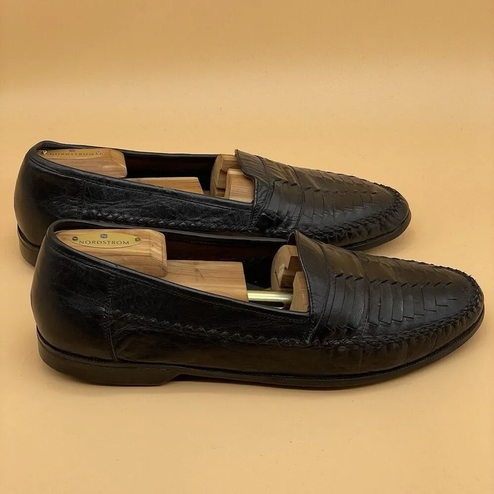 Deer Stags Palermo Leather Loafers Men's Size 10.5 M Black Weave Comfort Arch